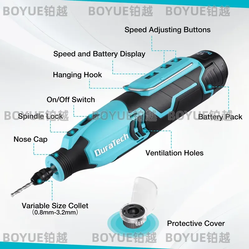Cordless Rotary Tool Kit Accessories - 12V Kabelloses Rotationswerkzeug 5000-35000 U/min 7-Gang