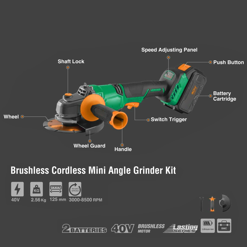125mm Lithium Akku 40V Bürsten – Brushless Angle Grinder Battery Powered Bewertung und Preis