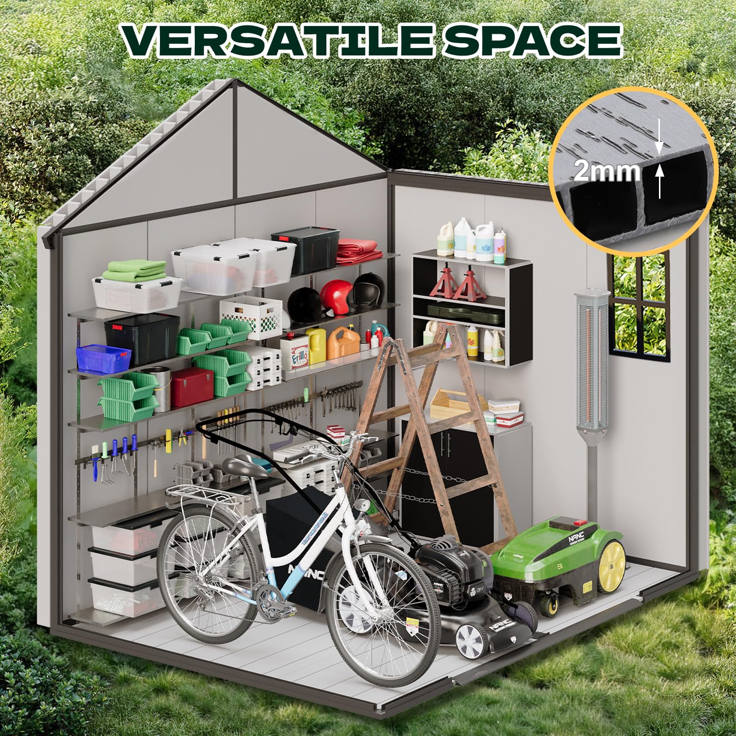 8x6 FT Harz-Gartenschuppen mit – Garden Tools Bewertung und Preis