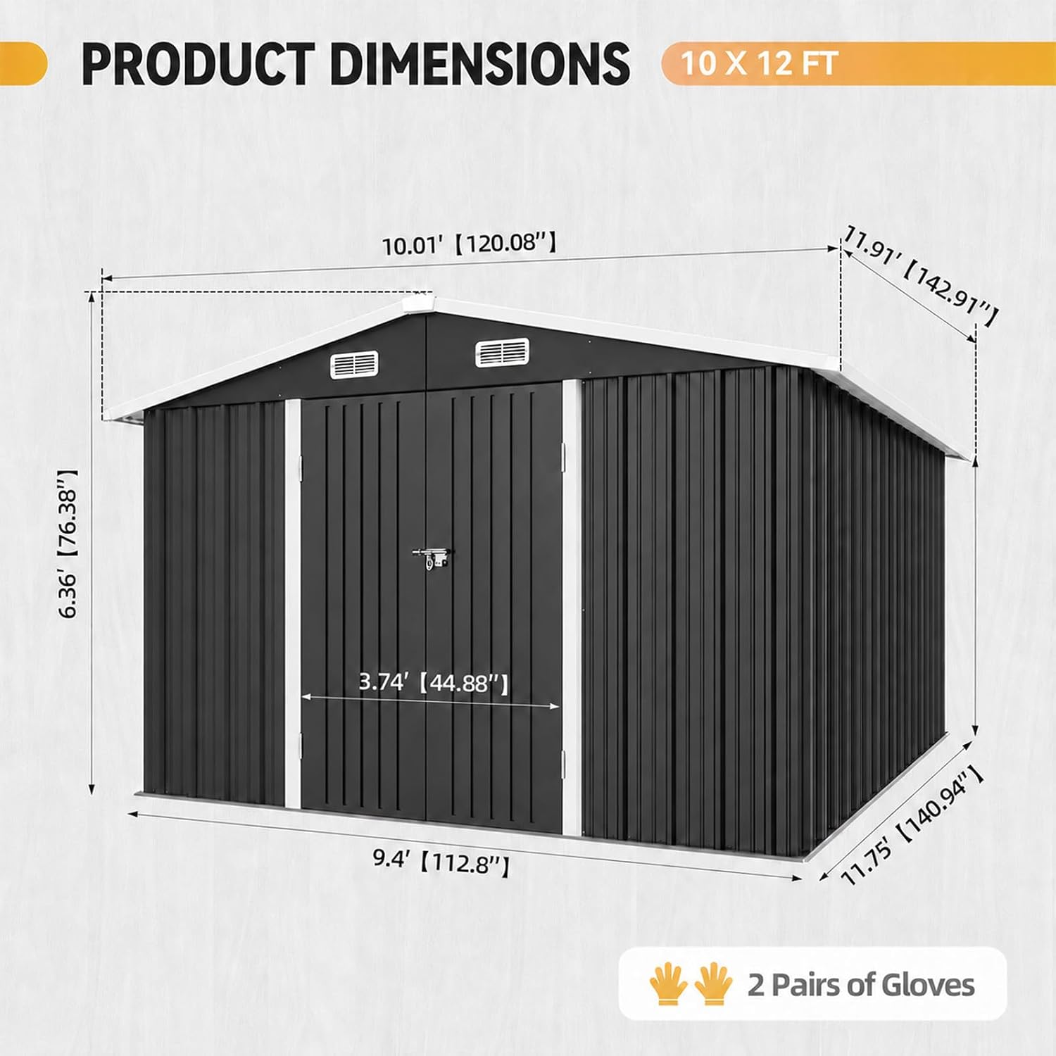 10x12FT Metall-Geräteschuppen  – Garden Tools Bewertung und Preis