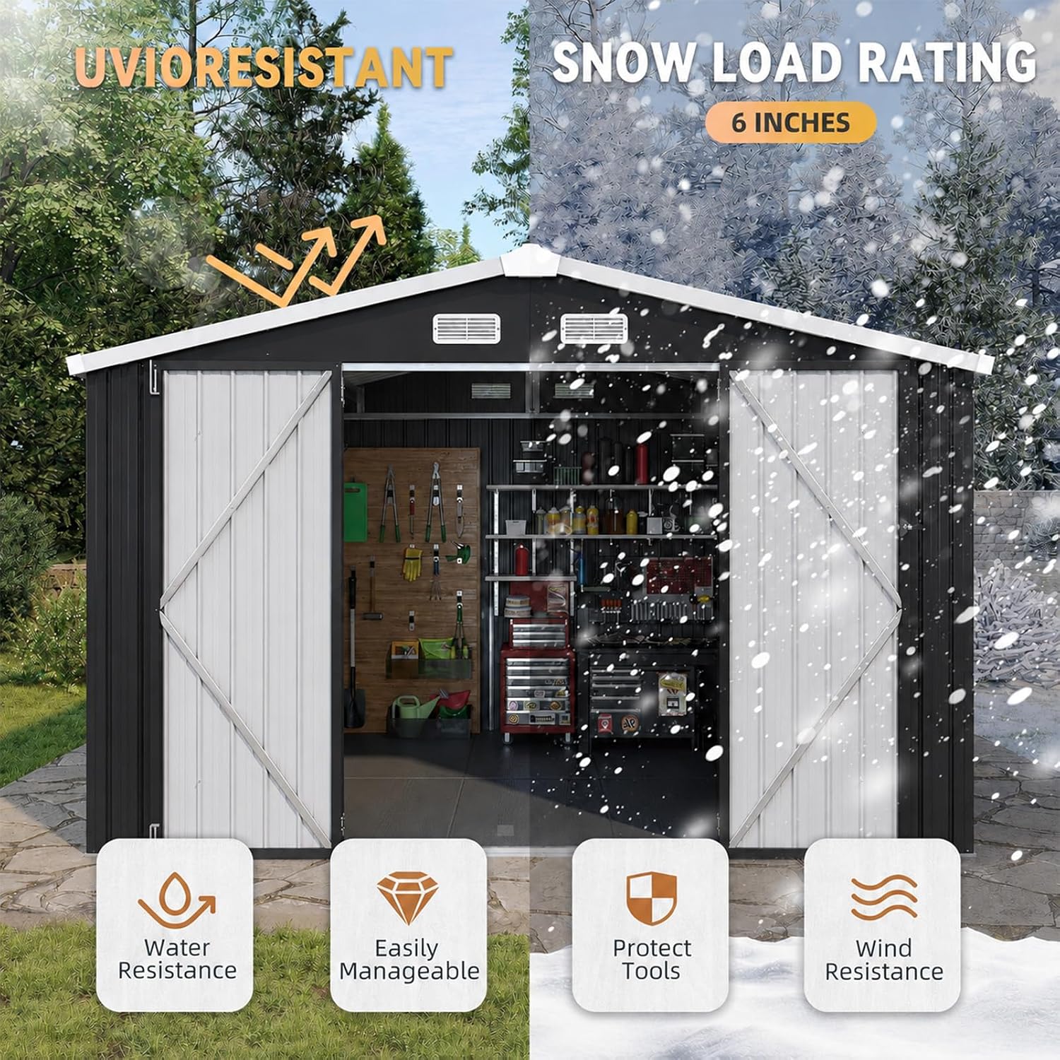 10x12FT Metall-Geräteschuppen  – Garden Tools Bewertung und Preis